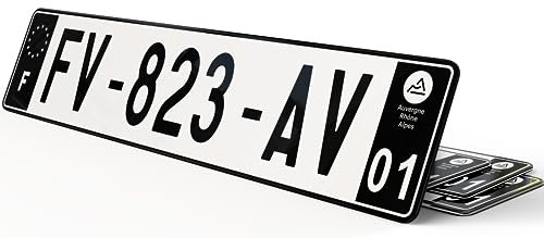 Placa de matrícula negra con LISERADOS para coche 52x11. Placa decorativa