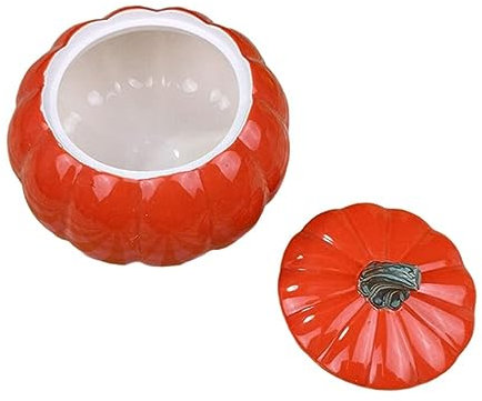 JTBDWOSK Pumpkin Tea Tin Ceramic Storage Jars with Lid Onion Pot Coffee Tin Sugar Tin Salt Tin Storage Container Biscuit Tin Storage Jars Food Cans for Cereal Coffee Beans Garlic Container,Orange