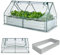 HOMASIS 2 in 1 Gewächshaus mit Hochbeet, Foliengewächshaus Winterschutz, Frühbeet aus Metall & PVC-Folie, Tomatenhaus mit 2 Fenstern, Blumenkasten für Garten Balkon (Silber+Grün, 180 × 90 × 91 cm)