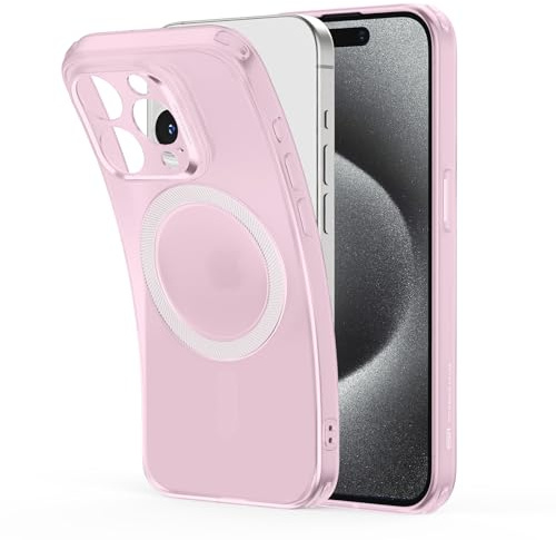 ESR für iPhone 15 Pro Max Hülle, MagSafe Kompatibel, Kameraschutz Stoßfeste Dünne Handyhülle für iPhone 15 Pro Max Case, Widersteht Vergilbung Kratzern Magnetische Silikon Schutzhülle, MattiertRosa