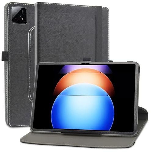 MAMA MOUTH Case for Xiaomi Pad 6S PRO,360 Degree Rotating With Premium PU Leather Sleeve Cover for Xiaomi Pad 6S PRO 12.4 Inch Tablet,Black