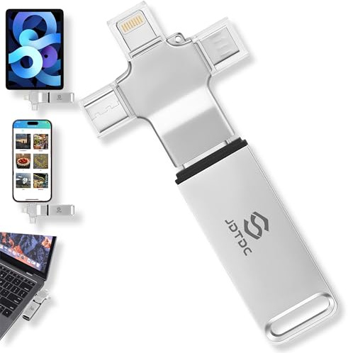 JSL JDTDC 256GB 4-IN-1 Foto-Memoria-Esterna-Stick Per iPhone/iPad/Android/Computer Universale iPhone-Memoria di Backup Automatico per Foto & Video iPhone-Chiavetta-USB-Stick iPhone-Flash-Drive