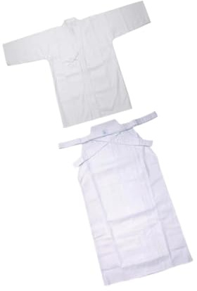 Dickly Set uniforme giapponese Kendo Uomo Donna Iaido Adulti Kung Fu Aikido Samurai Hakama, bianco e bianco, 170 cm