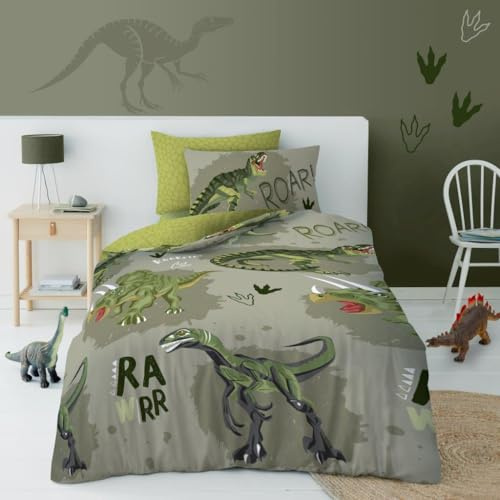 GC GAVENO CAVAILIA Dinosaur Print Duvet Cover Sets | Reversible Dino Single Size Bedroom Collection | Animal Pattern Quilt Bed Cover for Boys Children Kids | Multi