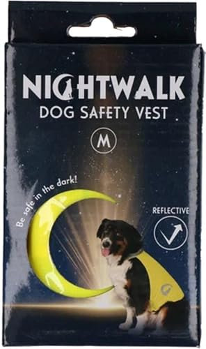 Nightwalk Sicherheitsweste - Rückenlänge 35 cm - Sicherheitsweste Hund - Hundeweste - Reflektierende Sicherheitsweste - Größe M - Gelb