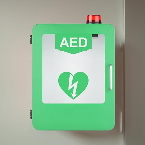 Armario para desfibrilador DEA para el hogar, armario para desfibrilador externo automático, botiquín de primeros auxilios, montaje en pared con alarma, compatible con todas las marcas de desfibrila