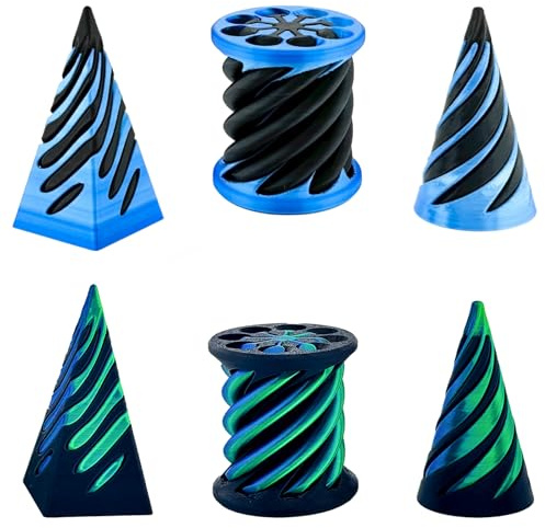 6 Packs 3D Printed Fidget Toys, Impossible Cone Spiral Cone Fidget Toy Impossible Pyramid Passthrough Toy,Mini Vortex Thread Illusion Desktop Deco Souvenir Gift for Anxiety Relaxing