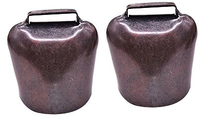FIXOSHEE Campanella da Appendere a Forma di Animale 2 Pezzi Piccole e Spesse Colore Bronzo Rosso per Allevamento Pecore Cavalli Mucche Dispositivo Anti-smarrimento Suono Nitido per Uso in Fattoria