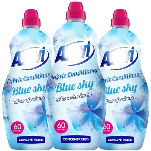 Fabric Conditioner Softener Blue Sky 1380ml 3 Pack Household Spanish Cleaning Products – Long-Lasting Floral Freshness for Clothes – 60 Washes Each – Concentrated Fabric Conditioner – Laundry Softener