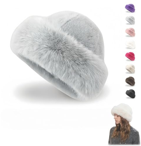 Genérico Sombrero de Pescador de Piel sintética para Mujer, Gorros Peludos y esponjosos, Sombrero de Pescador Peludo para Clima frío (Gray)