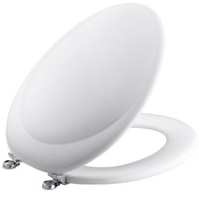 KOHLER K-4615-CP-0 Revival Elongated Toilet Seat with Polished Chrome Hinges, White