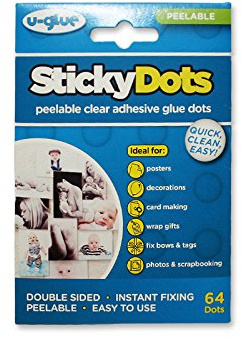 U-Glue Sticky Dots Peelable Removable Adhesive Pack of 64 10mm dia 200100