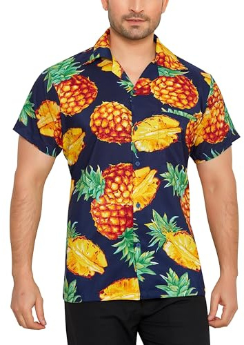 CLUB CUBANA Chemise Hawaïenne Décontractée À Manches Courtes pour Homme Coupe Ajustée