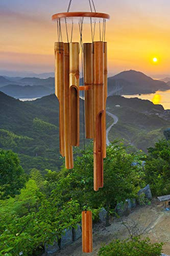 Bamboo Wind Chimes Outdoor,Wooden Wind Chimes for Outside with Melody Deep Tone,38 Classic Zen Garden Windchime for Relaxation, Grace.Home Décor for Patio, Garden or Indoor(FSC Certified)