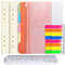 FANDAMEI A5 Papier Karierte Nachfüllpapier Set, 6 Löcher A5 Nachfüllbare Notizpapier 90 Blätter, 5 Stücke Farbige Trennblätter A5, 320 Stücke Haftnotizen Bunt, 2 Stücke Umschlägbeutel, 20CM Lineal