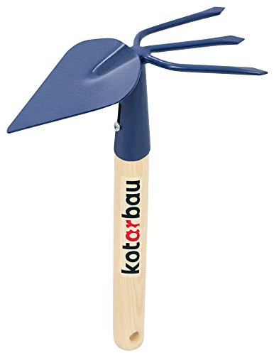 KOTARBAU® Azada de Metal con Mango Corto, Azada con rastrillos, Azada para mullir y desherbar, Azada Doble, Herramientas de jardín para Tierra, Azada de Mano pequeña, Azada de Punta, Pica, Escardillo