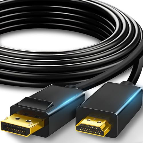 Retoo DisplayPort auf HDMI-Adapter, 4K Display port auf HDMI-Konverter, Adapter zu HDMI Buchse kompatibel mit HDTV, Monitor, Projektor, Desktop, Surface, Bildschirmkabel 1.8M, Schwarz