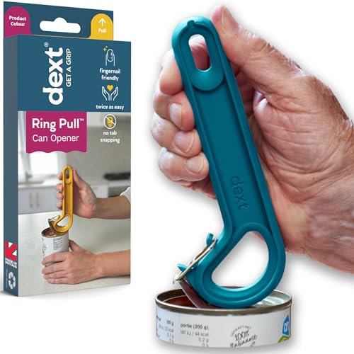 Ring Pull & Pop Top Can Opener (Teal) Easy Open Any Pull Tab Cans for Seniors, Soda, Pet Food, Cat Cans, Beer, Parkinsons Aids for Living Gifts, Gadgets for People with Arthritis, Kitchen Gadgets.