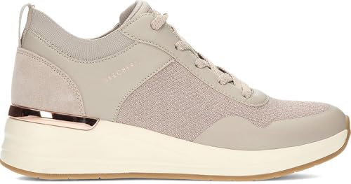 Skechers Women's Billion 2 Winning Streak Sneaker, Taupe Duraleather/Engineered Knit/Suede, 6 UK