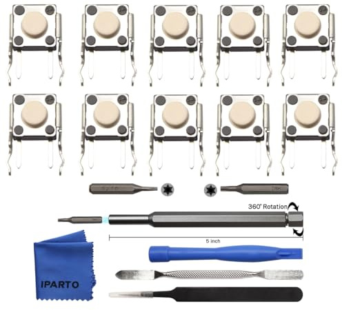 iParto 10 Pack Tactile Switch Button Replacement for Xbox One Controller, One X/S, Xbox Elite Series 1/2, Xbox Series X/S Controller RB LB Bumper Button Repair Kit