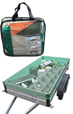 AVOID Rete per rimorchio – Rete Bagagli – Rete di Sicurezza ottimale – Rete di Copertura Estensibile – Rete per Bagagliaio e Auto – Verde (200 x 300 cm)