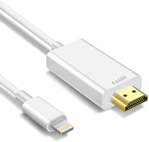 Lightn ing auf HDMI-Kabel-Adapter für i-Phone,1080P Digitales AV-Adapter Bildschirm Sync Connector Kompatibel für Phone 14 12 11 XS XR X,für TV Projektor Monitor,1M(kein i-Phone 15/16 oder Netflix)