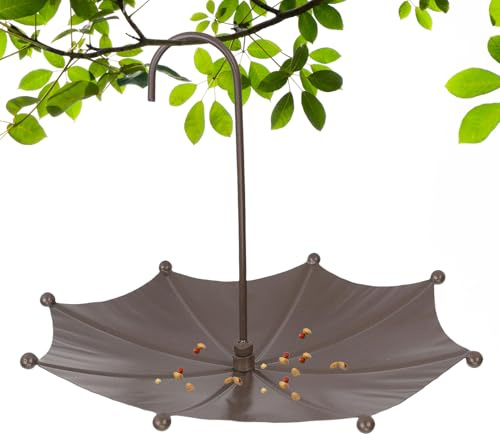 Hangable Bird Feeder Échelle de nourriture pour oiseaux parapluie à suspendre pour l'extérieur Décoration de jardin en métal Pendentif bol d'eau pour colibris Décoration de jardin