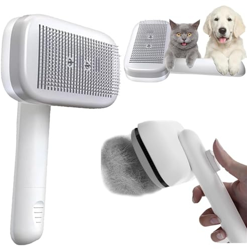 Ionbrush Brosse à poils ionisés pour animaux de compagnie, libère la fourrure des nœuds, démêlant doucement la fourrure et le sous-poil (blanc)
