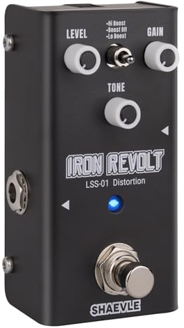 SHAEVLE Pedale di distorsione per chitarra - Circuito completamente analogico con 3 toni di distorsione, True Bypass, dimensioni compatte per chitarristi IRON REVOLT (Distortion)