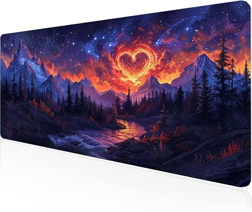 Musmatta stjärnhimmel spelmusmatta kärlek stor skrivbordsmatta 600 x 400 x 3 mm, arbete från hem nödvändigheter halkfri gummibas specialstruktur vattentålig yta slitstark skrivbord matt för bärbar