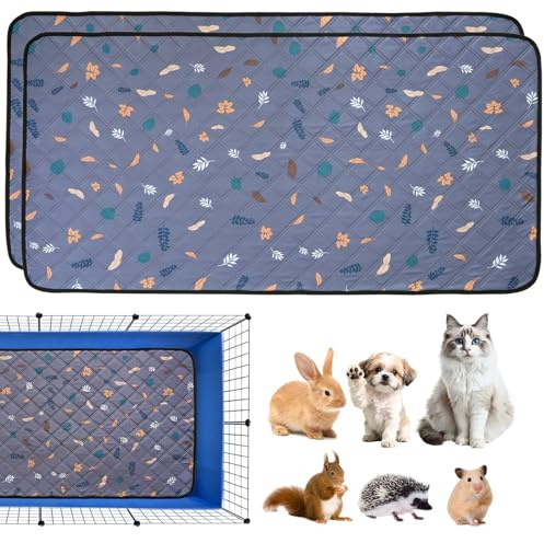GOEDCH 2 st heråteranvändbara underlagg för marsvin, 61 x 120 cm, tvättbar, husdjursmattor för kaniner, hamsters, heråteranvändbara Guinea Pig Cage Liner, tvättbara PIPI-pads för kaniner