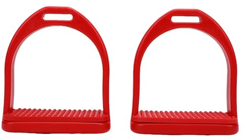 HELEVIA Horse Riding Stirrups Safety Stirrups for Horse Riding with Non-Slip Rubber Tread Red for Training Practice (Large)