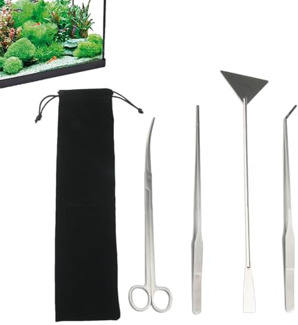 Fuuxtci Attrezzo per piante per acquari | Pinzette per la pulizia antiruggine | Set per la cura delle piante d'acquario - Per la manutenzione Design Dettagli di acqua e acqua salata per ufficio
