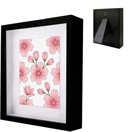 Cornice per Immagini 3D, 40 x 50 cm, Cornice per Oggetti, Cornici Profonda da Riempire, con Lastra Acrilica Trasparente, Profonda per Oggetti, per Fiore, Regali, Souvenir, Nero