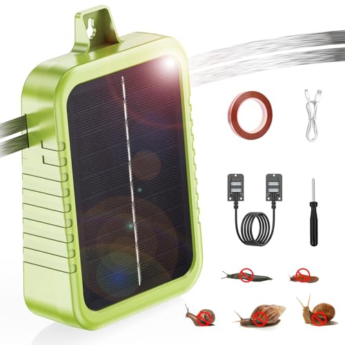 Kit di Recinto Elettrico Anti-Lumache, Pannello Solare 2W e Batteria al Litio Integrata 2.4Ah, Dispositivo di Protezione con Nastro Recinto 12m e Accessori Anti-Lumache, per Protezione Giardini
