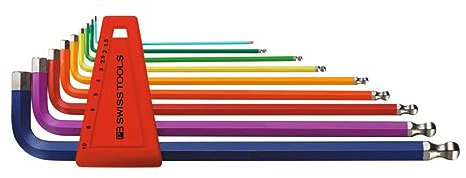 PB Swiss Tools Sechskant-Winkelschraubendreher-Satz, lang, pulverbeschichtet, 9-teilig