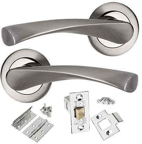 HANDLESTORE Dual Finish Chrome Twist Door Handle Pack with Hinges & Latch