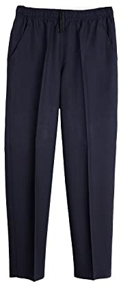 Pantalón Adaptado Hombre - Verano - Pantalon Vestir con Goma en la Cintura - Tallas Grandes - Gris/Marino/Tostado (Marino, XL)