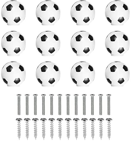 JINTANG 12PCS bouton de meuble,bouton de football enfant,avec 2 tailles de vis,poignée de meuble pour tiroir,armoire et penderie