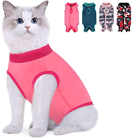 MIGOHI Katzen-Genesungsanzug, chirurgischer Genesungsanzug für Katze, Anti-Lecken, Katzen-Body Suit nach Operationen bei Bauchwunden, Hautkrankheiten, E-Halsband Alternative Kätzchen Onesie für