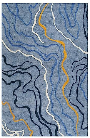 Wecon Home Moderner Esprit Kurzflor Teppich mit abstraktem Design für Wohnzimmer, Schlafzimmer und Kinderzimmer – Drive (110 x 170 cm, hellblau)