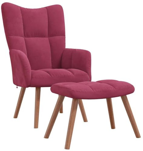 vidaXL Chaise de Relaxation avec Repose-Pied Fauteuil de Détente Siège de Relaxation Chaise de Détente Salon Salle de Séjour Rouge Bordeaux Velours
