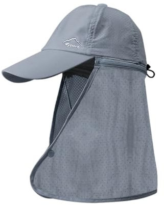 Awlsyj Gorra de béisbol sedosa, rápida y impermeable, con protección UV y solar, sombrero para senderismo y pesca, con cremallera y bufanda desmontable