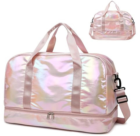 Rapidbok Reisetasche Groß mit Schuhfach, 40L Sporttasche Herren Damen, Wasserdicht Fitnesstasche, Trocken-Nass-Trennung, Gepäcktasche Reisen, Schwimmtasche, Handgepäck Tasche für Sport Reisen (Rosa)