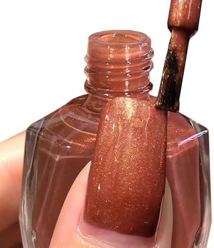 Glitter Nail Polish Oranre Nail Varnish, Quick Dry Nail Polish No UV Lamp Curing, Long Lasting, Chip Resistant, Non-Toxic, Quick Drying, At Home & Salon Manicure (11#Ginger)