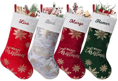 NIBESSER Weihnachtsstrumpf Personalisiert mit Namen 5er Große Stickerei Nikolausstrumpf Personalisierten Weihnachtsstrümpfe Nikolausstiefel Kamin Weihnachtssocken Weihnachten hängende Taschen