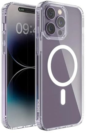 EGETECH Clear für iPhone 14 Pro Hülle, Magnetisches Kabelloses Laden, Stoßfest & Kratzfest, Dünn & Transparent Schutzhülle