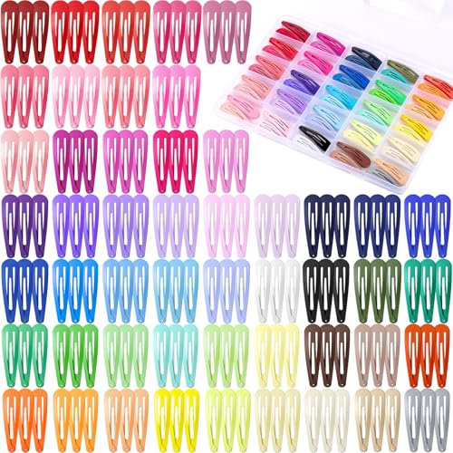 150 Stück Haarklammer,50 Bunt Farben Haarspangen Damen,Funtopia 5cm Haarklammern Set mit Aufbewahrung Kasten,Rutschfest Metall Haarklammer Feines Dickes Dünnes Haar,Hair Clip für Damen Mädchen Kinder