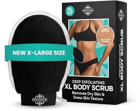 Dermasuri Exfoliating Body Scrubber Glove, Exfoliating Glove, XL (1 Pack)