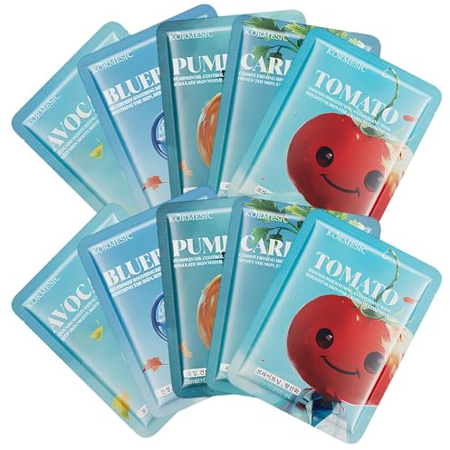 10pcs Masque Visage Enfant Bio Masques pour Le Visage Hydrate Et Nourrit Apaise La Peau Unifie Le Teint Un Cadeau Attentionné pour Vos Proches Convient à Tous Les Types de Peau 25ml/Pcs